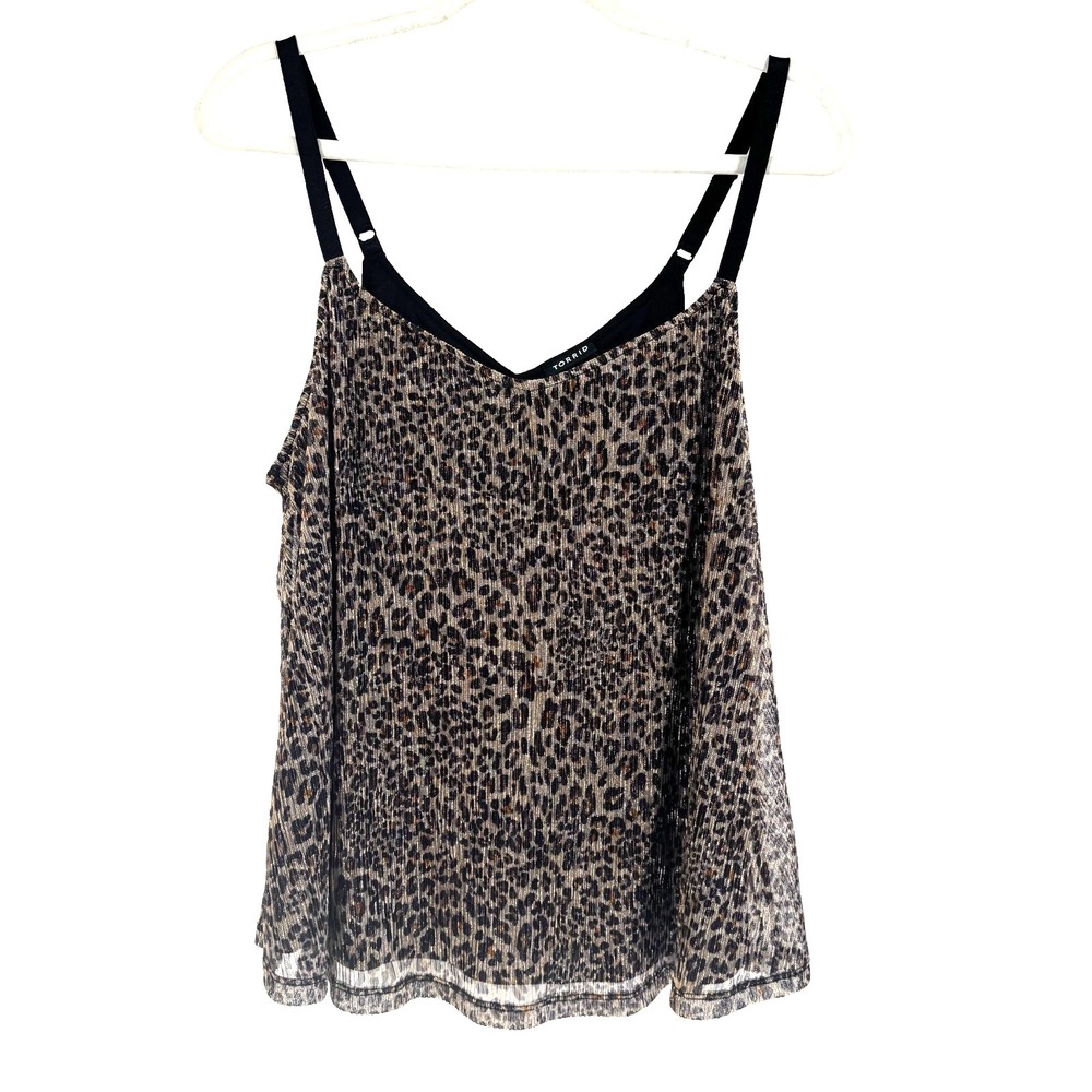 NEW Torrid Leopard Sparkle Swing Camisole Cami Shirt Women's Large Dance Party‎